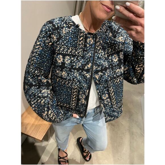 Ulla Johnson Seema Bandana Copped Jacket In Azure - Picture 1 of 11